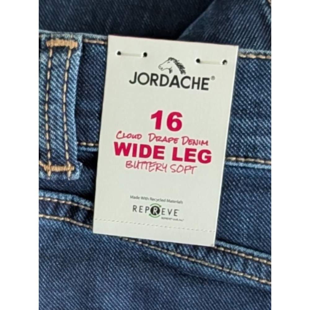 Jordache Girls Cloud Drape Denim Wide Leg Jeans Adjustable Waist Size 16 Dark - Picture 7 of 8